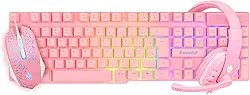 COMBO GAMER ROSA (TECLADO+MOUSE+FONE) EG53 - EVOLUT