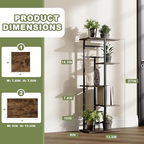 Miniatura 5 de Soporte para plantas de interior con luces de crecimiento, estante alto de 5 niveles para plantas, estantes de esquina para plantas, soporte para