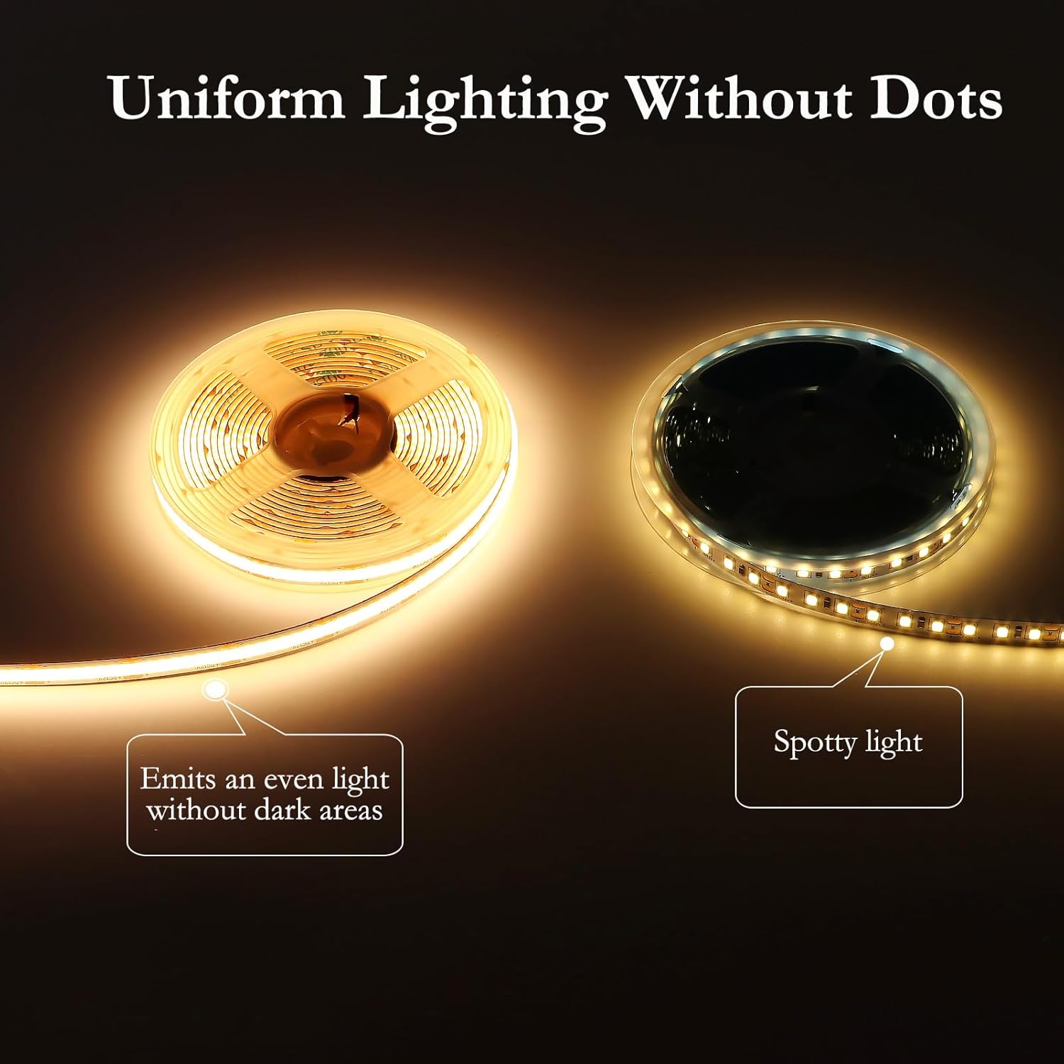 JOYLIT 24V COB LED Strip Lights 2700K Warm White Waterproof 20FT/6M 320LEDs/M Uniform CRI 90+ Flexible Tape Light for Cabinets, Shelves, Counters, Closets Decoration (LED Strip Only)