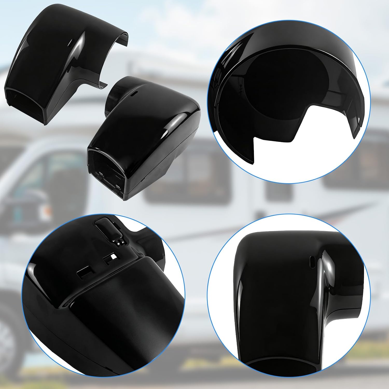 2 Pack Compatible with Carefree of Colorado Altitude/Compass TAJVAP 46JVAP, R001931-006 R001932-006 Awning End Cover Include L & R Side, RV Motor & Idler Cover Kit Black