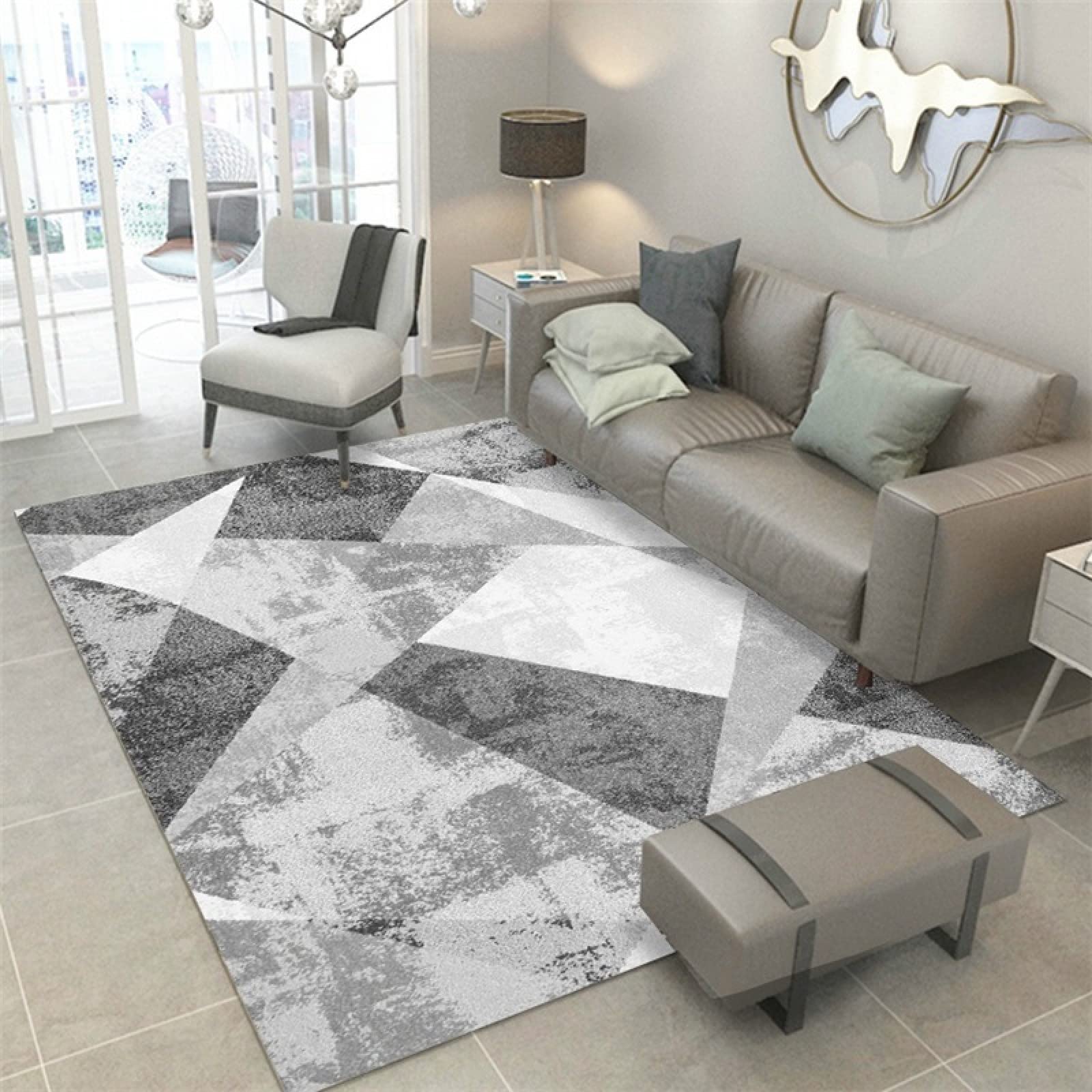 Tapis nordique haut de gamme 140 x 200 cm aux lignes géométriques