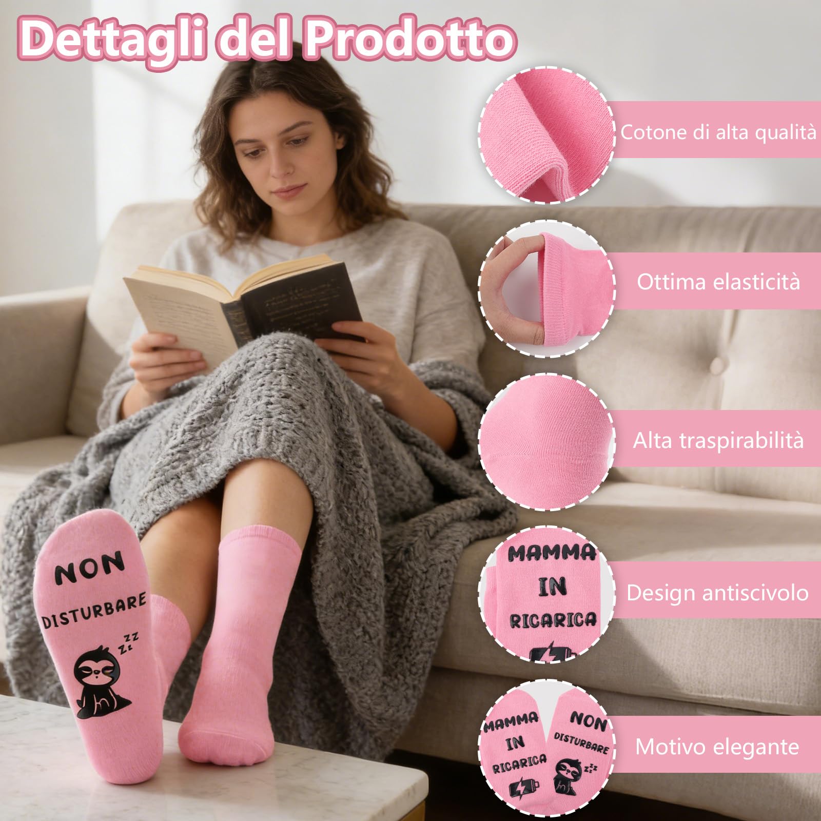 Walkinbear Festa Della Mamma Idee Regalo Set- Calzini Antiscivolo con Frasi Simpatiche e Portachiavi Inciso, Idea Regalo Festa Della Mamma, Compleanno O Anniversario per Moglie Nonna Sorella Amica - 5