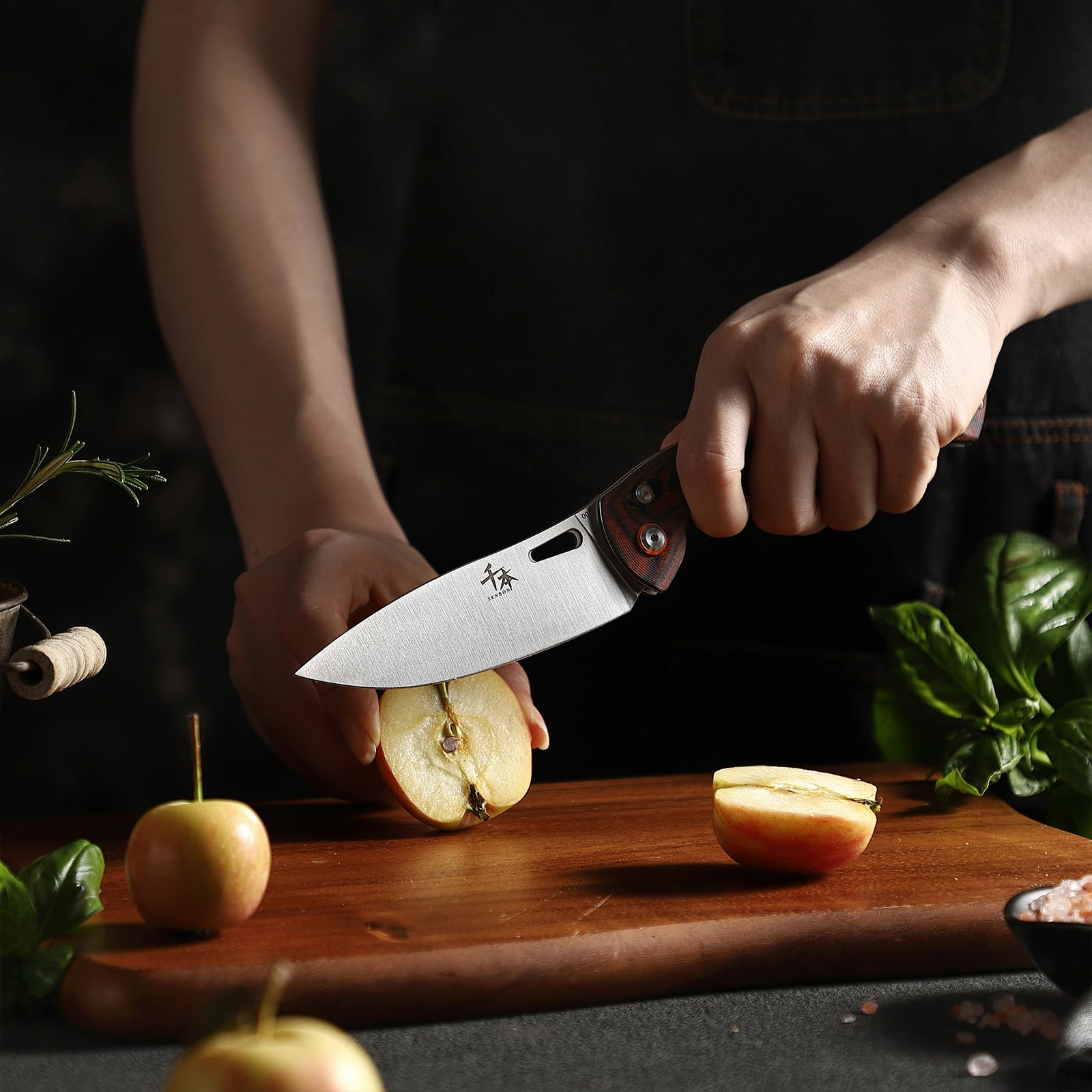 SENBON 440 Sharp Folding Peeling Practical Knife Fruit Knife Colorful Wood Handle Camping Barbecue Outdoor Backclip Portable Fruit Knives