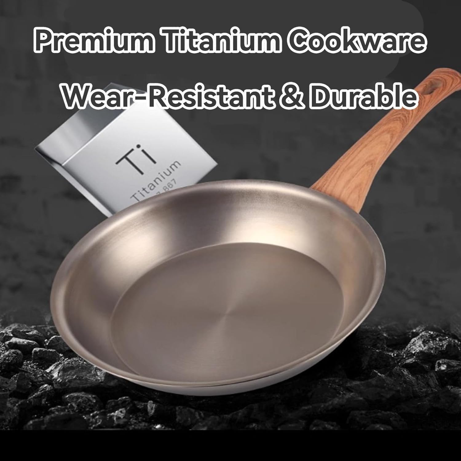 Titanium Pan, Upgrade No Coating Non Stick Titanium Pro Frying Pan & Saucepan, Ultra-Durable, Scratch-Resistant, Pfas/Pfoa/Ptfe Free Cookware, Dishwasher&Oven Safe,Frying pan/9.44in