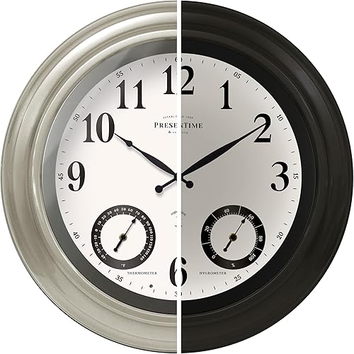 Presentime & Co Jameson Reloj iluminado para interiorexterior de 24 pulgadas, casa de campo moderna, autoiluminado, impermeable, estación