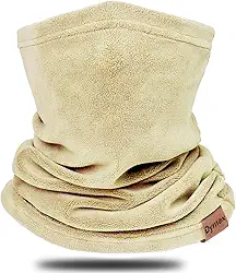 Polaina de pescoço de lã para inverno, cobertura de pescoço de algodão, balaclava à prova de vento, máscara facial para mulheres e homens, Bege, tamanho �nico