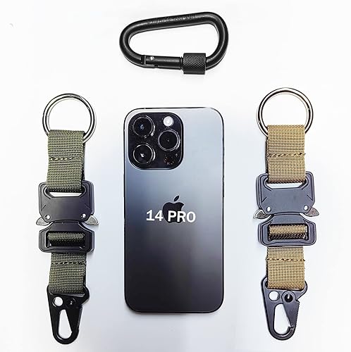 Miniatura 9 de aYrap Llavero táctico militar para hombres con hebilla de metal de liberación rápida EDC Gear Clips con clip HK y anillo de acero inoxidable