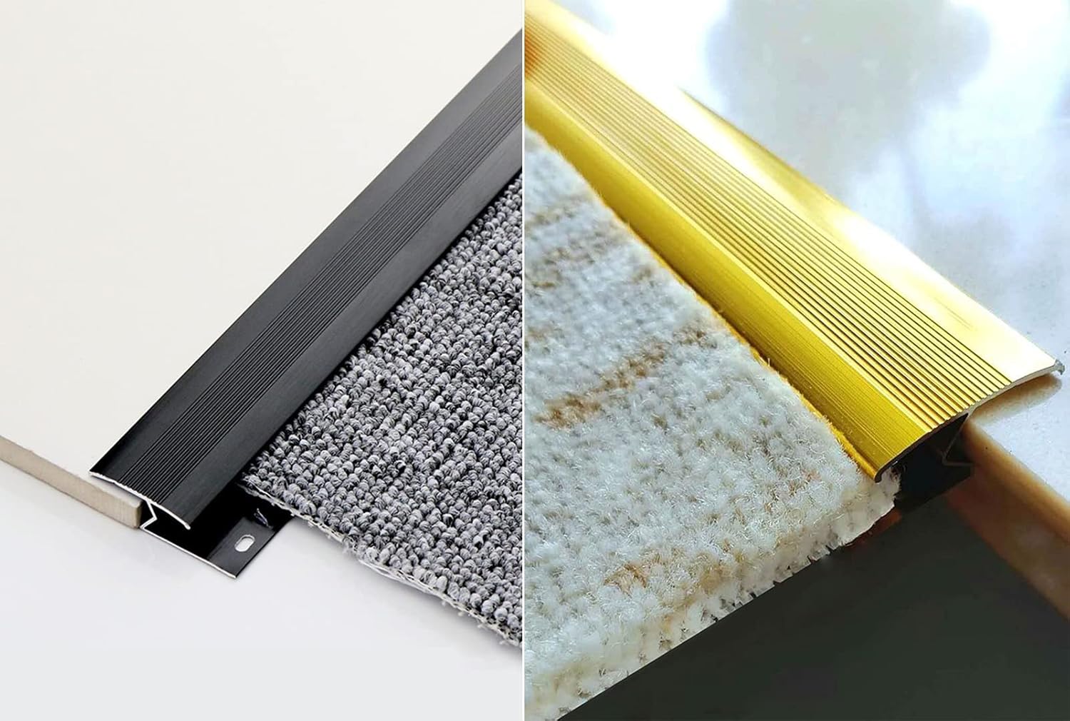 Carpet to Wood Floor Transition Strip - Metal Z Molding Doorway Threshold Edging Trim for Tile and Hardwood Flooring - Cuttable Design for Easy Installation