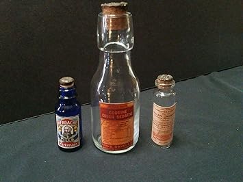 Amazon Com 3 Vintage Style Glass Medicine Bottles Codeine Cannabis Headache Handcrafted By Artist Home Improvement