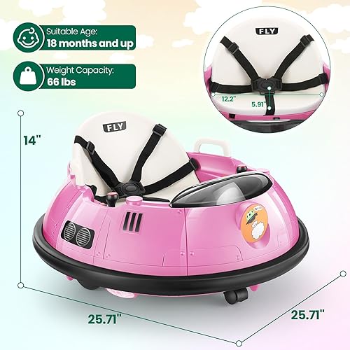 Miniatura 6 de Hikole Coche parachoques para niños pequeños, auto parachoques de 12 V con control remoto, arnés de 5 puntos, giro de 360 grados, luz LED