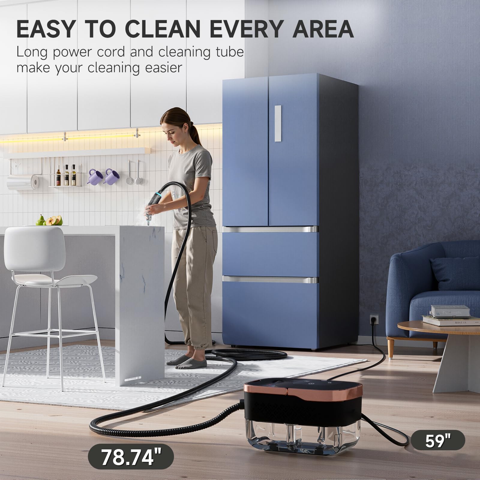 Limpiador a vapor, vaporizador portátil para limpieza, vaporizador de limpieza multiusos con cabezales de repuesto para el hogar, suciedad, grasa, lechada, azulejos, piso, detalles de
