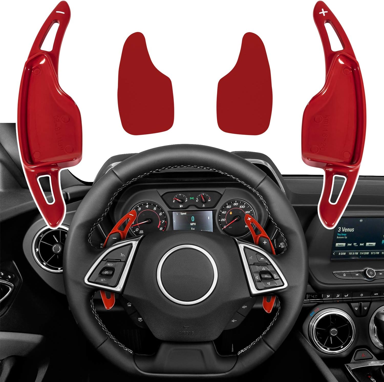 Red Aluminum Steering Paddle Shifter Extension Cover Trim Interior Accessories for Chevrolet Camaro 2016-2024, 2014-2019 Chevrolet Corvette C7