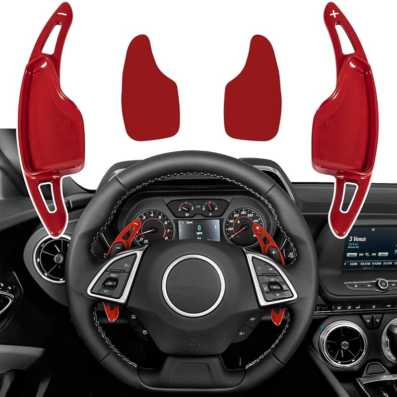 Extensores de Paddle Shifter em Alumínio Vermelho Bonbo para Chevrolet Camaro 2016–2024 e Chevrolet Corvette C7 2014–2019, 2 peças