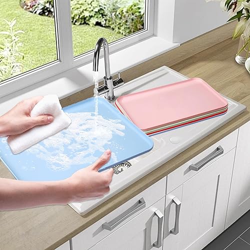 Miniatura 6 de Bandejas de café de paja de trigo de 15 x 10.6 pulgadas, bandeja para almuerzo, bandejas rectangulares de plástico para comida rápida, bandeja para