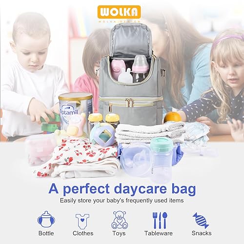 Miniatura 2 de Wolka Bolsa de viaje enfriadora de leche materna Bolsa enfriadora de biberones para madres lactantes con compartimentos dobles Se adapta a 6