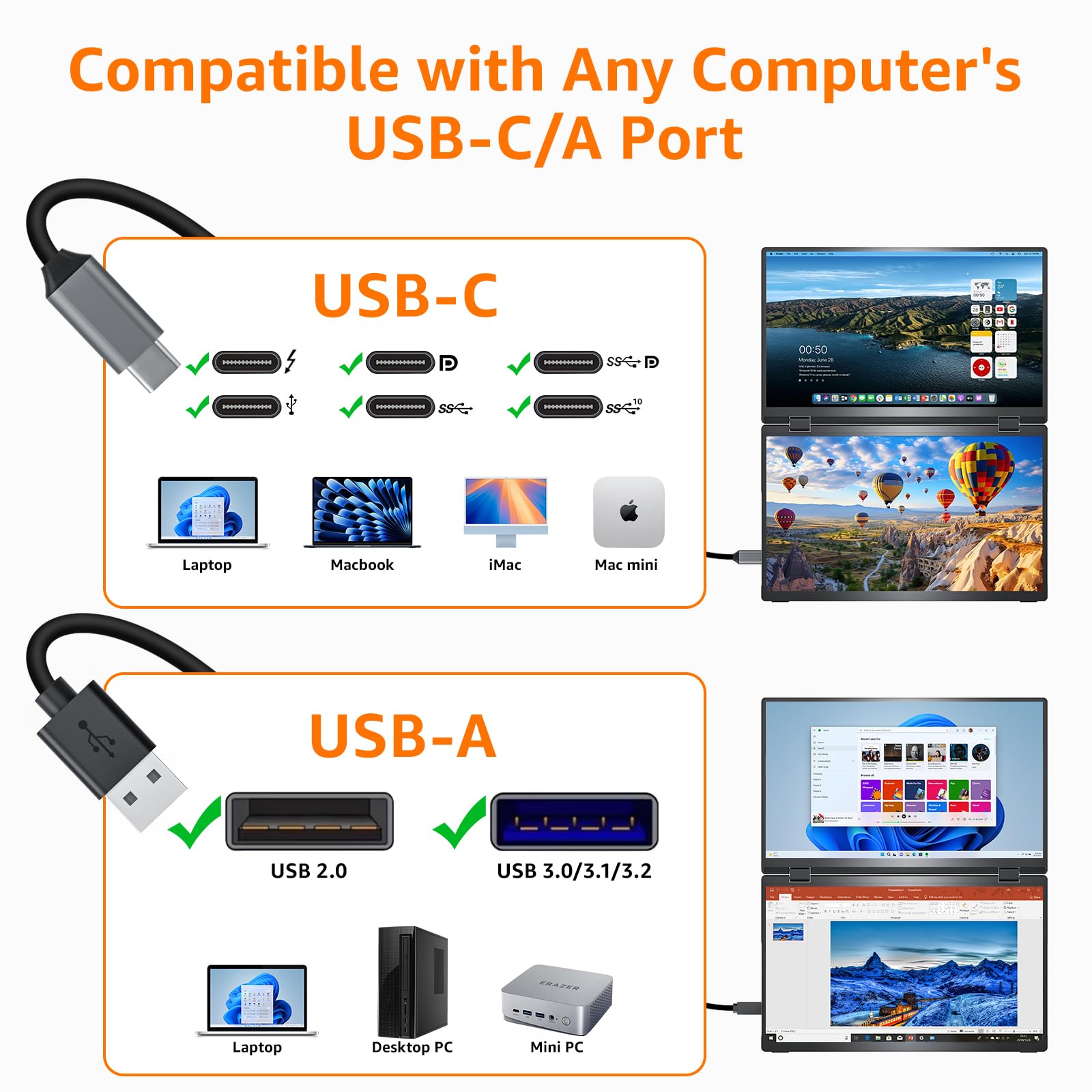 Portable Foldable Dual Screen Monitor 15.6 inch FHDIPS - Dettaglio