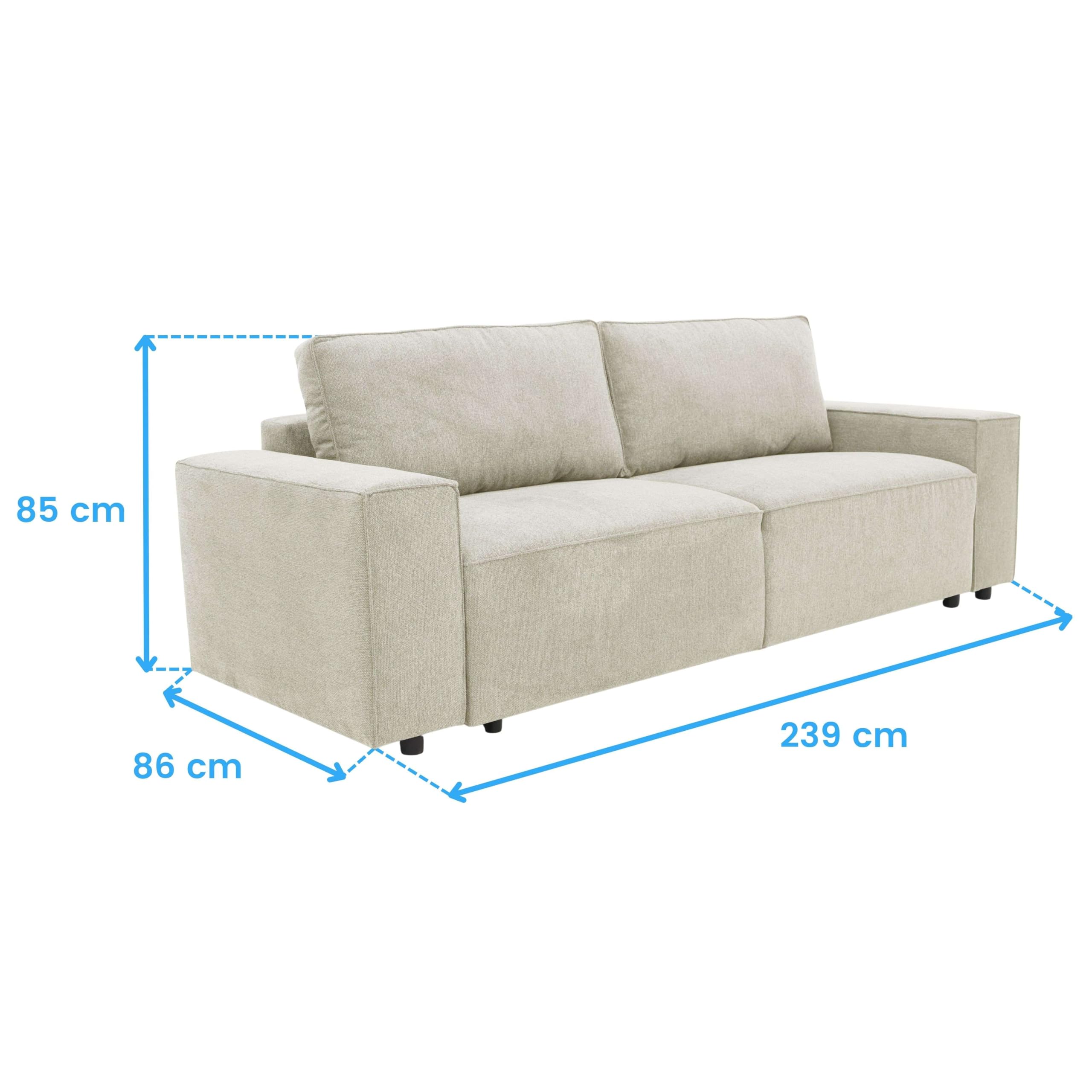 Miroytengo Sofá Cama Dutch para Salón Comedor Estilo Contemporáneo en Color Beige de 3 Plazas y con Arcón 239 cm