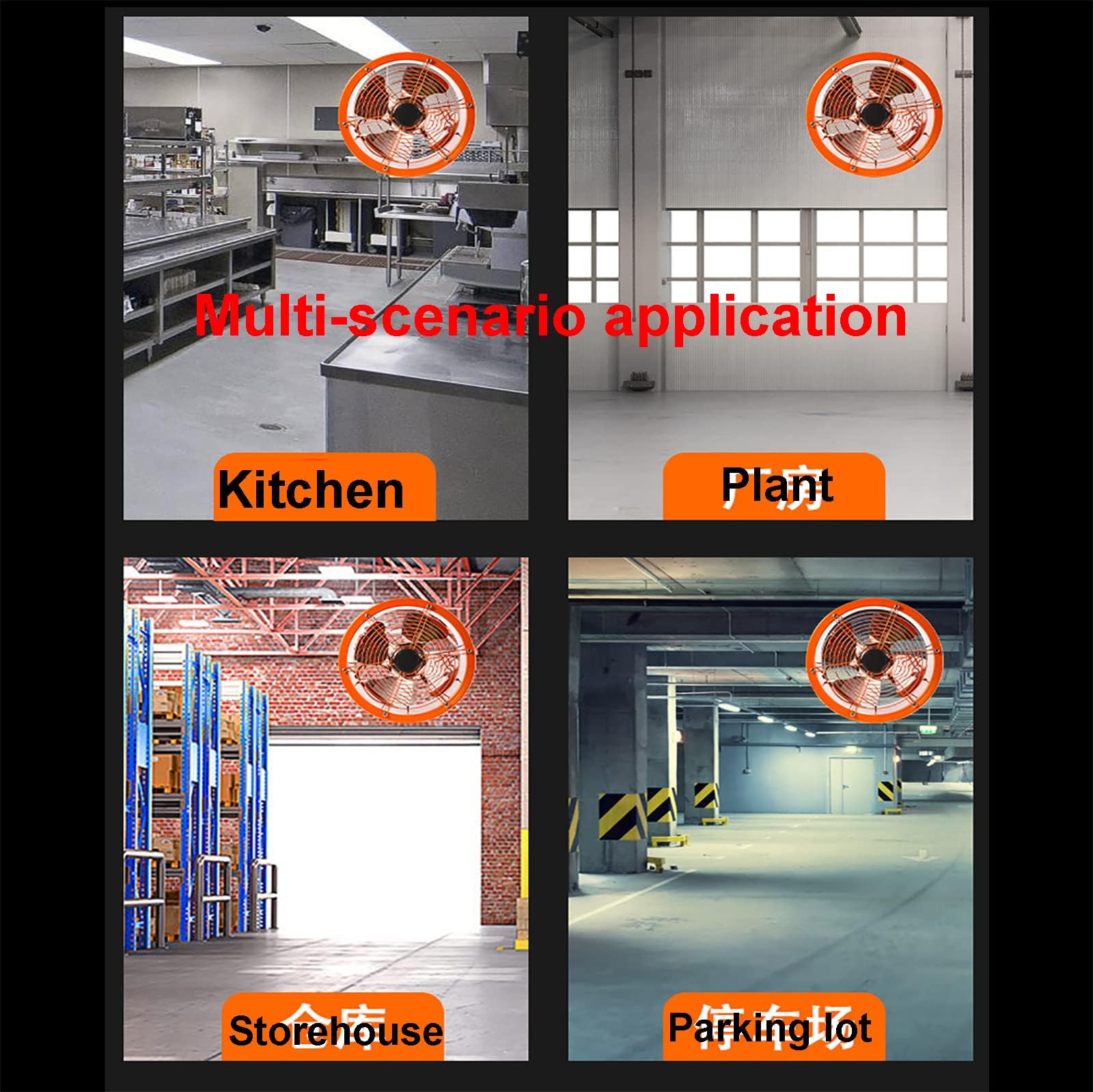 Ventilatore a tubo cilindrico da parete per cappa aspirante industriale per cucine e magazzini - Potente ventilatore portatile da 1400 giri/min per cabina di verniciatura - Esplosione assiale affidab