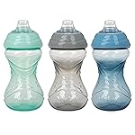 Nuby Clik-It Soft Spout No-Spill Easy Grip Sippy Cup - (3-Pack) 10 Oz - 6+ Months - Neutral