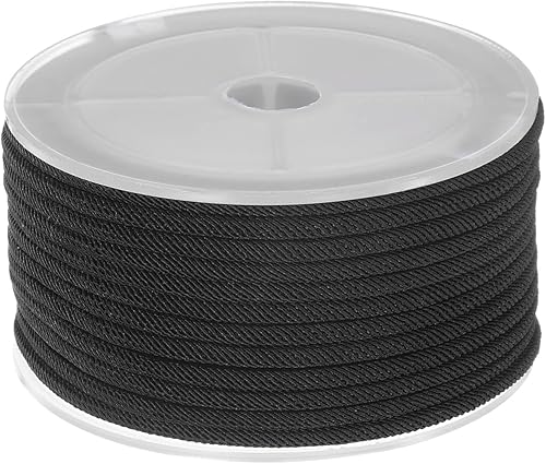 HARFINGTON Cordón de cuentas de nailon de 0.118 in x 32.8 pies para hacer pulseras, color negro