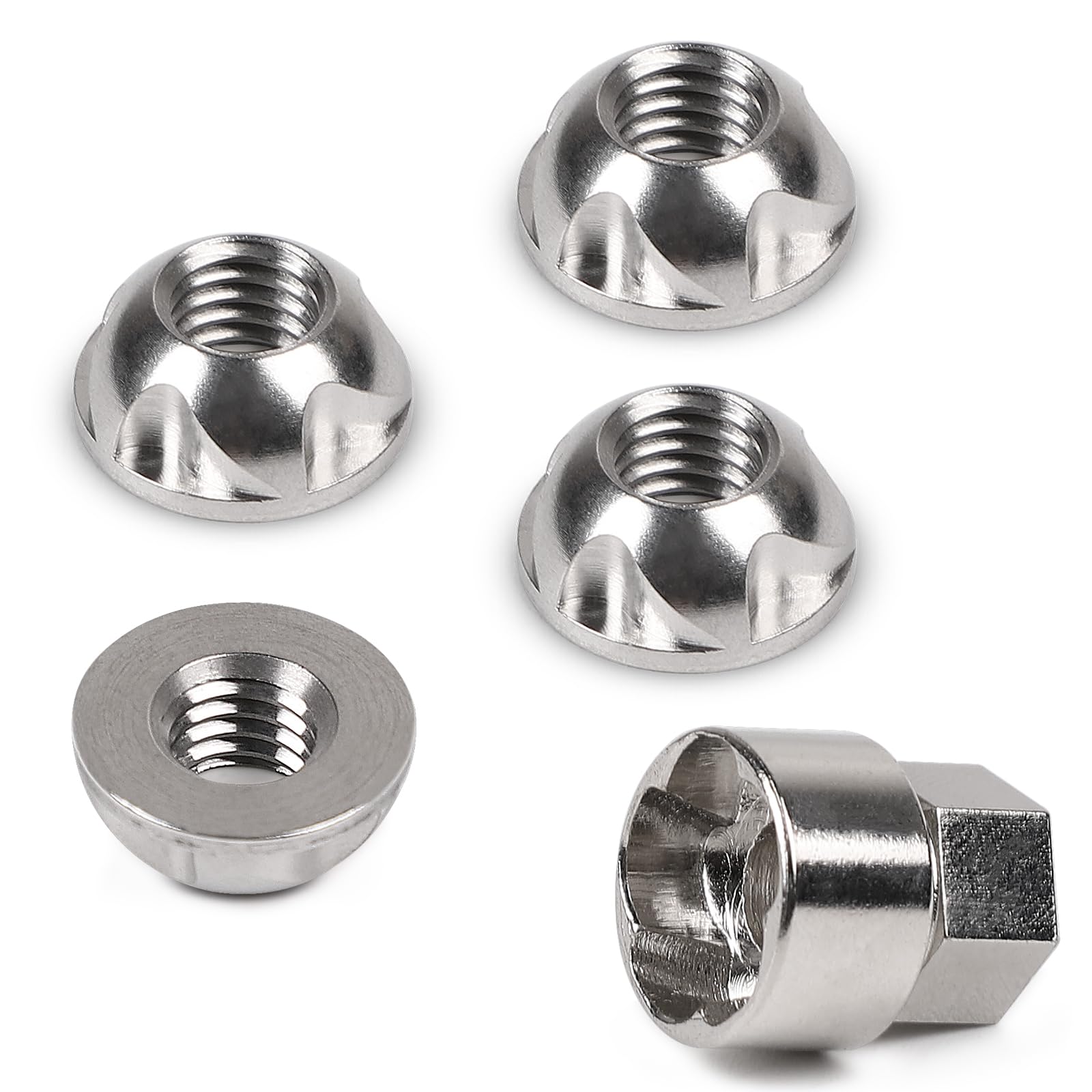 EFUTURETIME 4 x Écrous Antivol M8 x 1,25 mm, Ecrou de Sécurité en Acier Inoxydable 303 avec 1 Douille