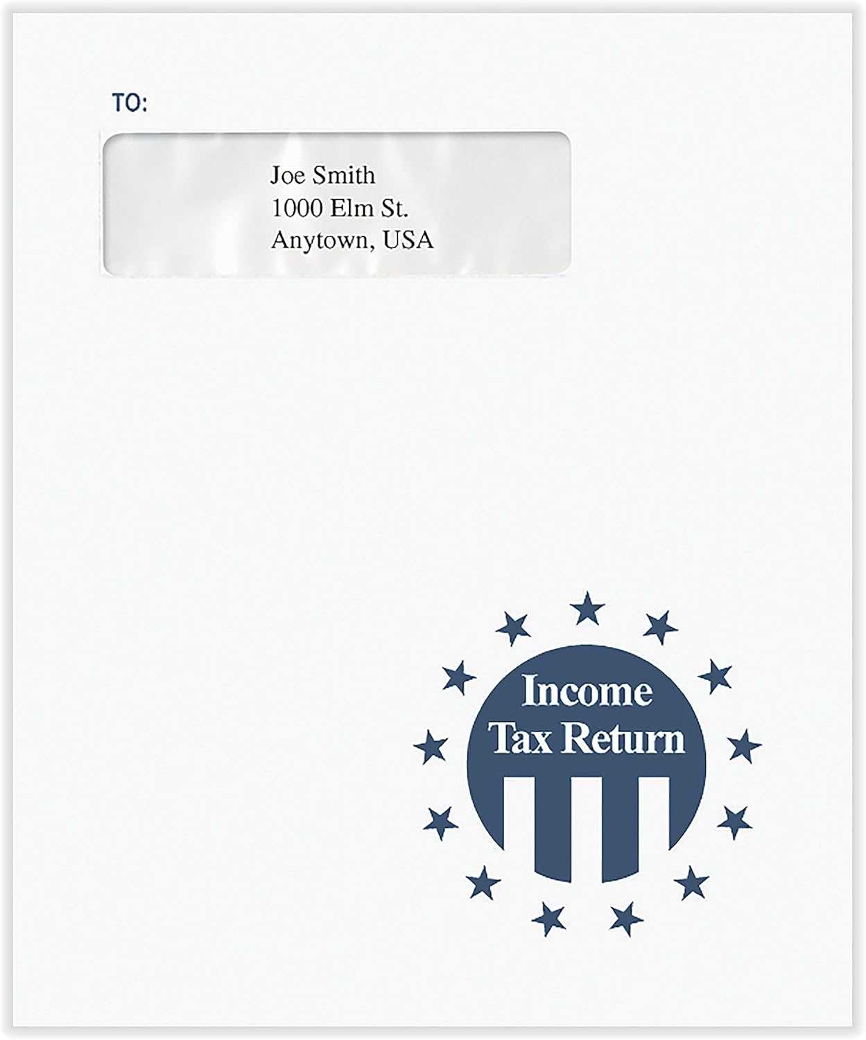ComplyRight Single Window Envelope, Tac Mailer, Stars and Stripes, White/Blue, Self-Seal, 9-1/2" x 11-1/2", Pack of 50 Tax Document Envelopes