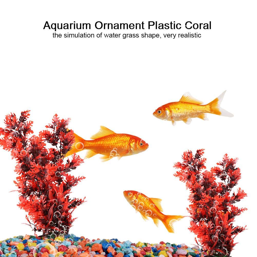 Plantes Aquatiques artificielles Plantes Aquatiques en Plastique Vives Aquarium Jardin Décorations de terrains de Poissons Plante de Simulation sous-Marine avec élargissement de la Base(Rouge)