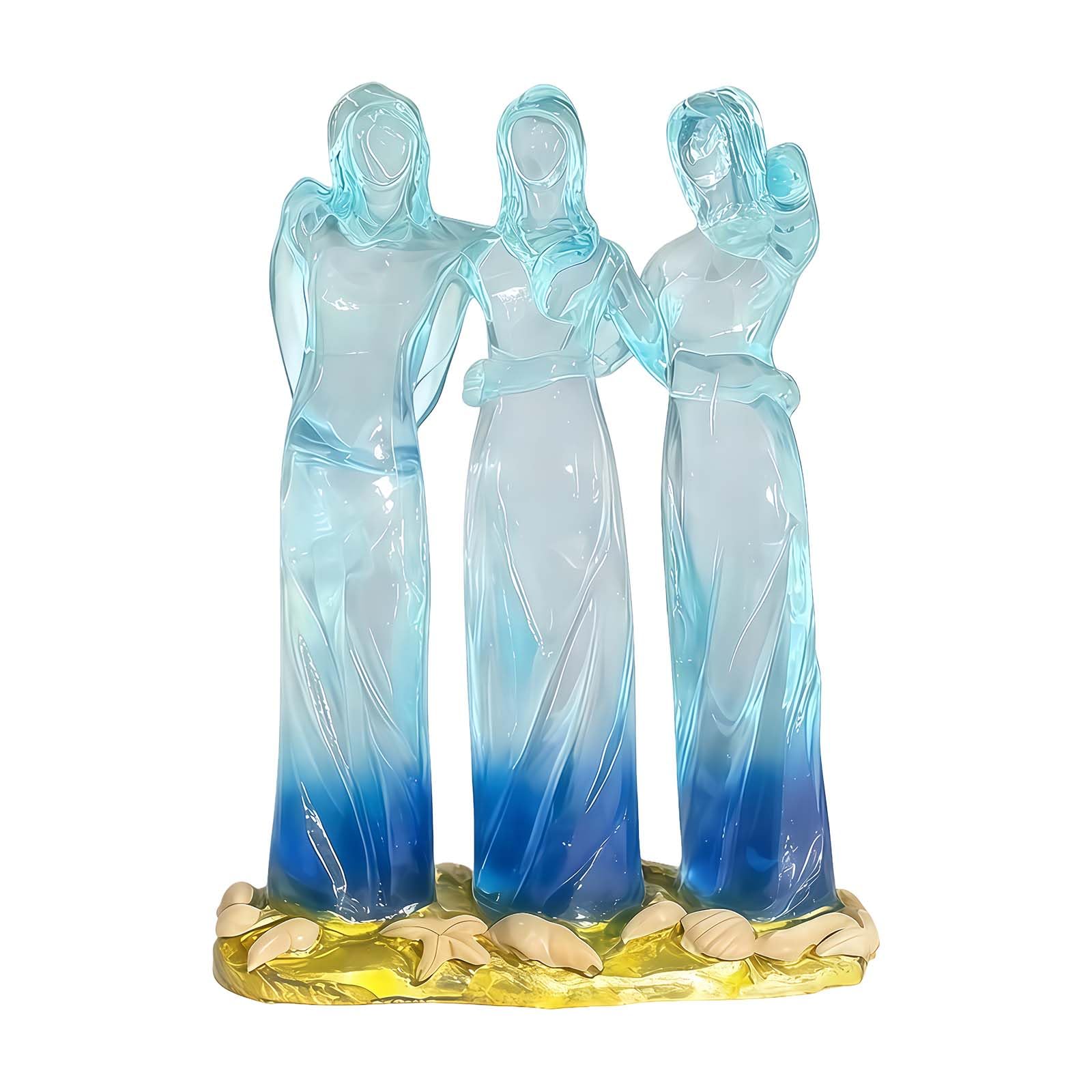 Sttlejura Sister Embrace Sculpture - Handmade Ocean Blue Figurine, Symbolic Women Statue for Home Decor, Meaningful Gift for Sister, Best Friend, Mother or Daughter (Three sisters)