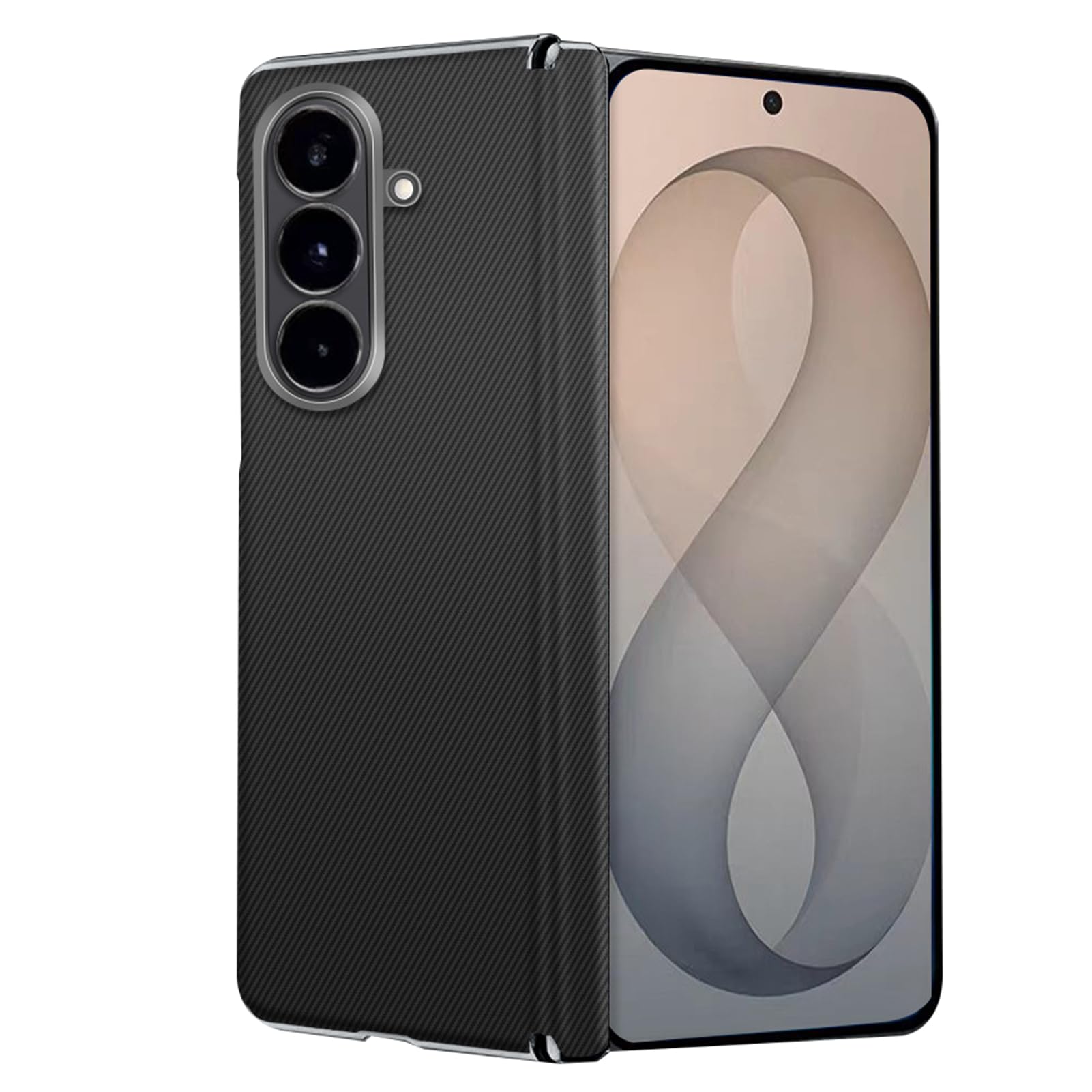 Funda De Cuero For Samsung Galaxy Z Fold 8 Ultra, Cubierta De Protección De Bisagra con Textura De Fibra De Carbono, Forro De Fibra Antihuellas, Carcasa Interna Resistente A Los Arañazos