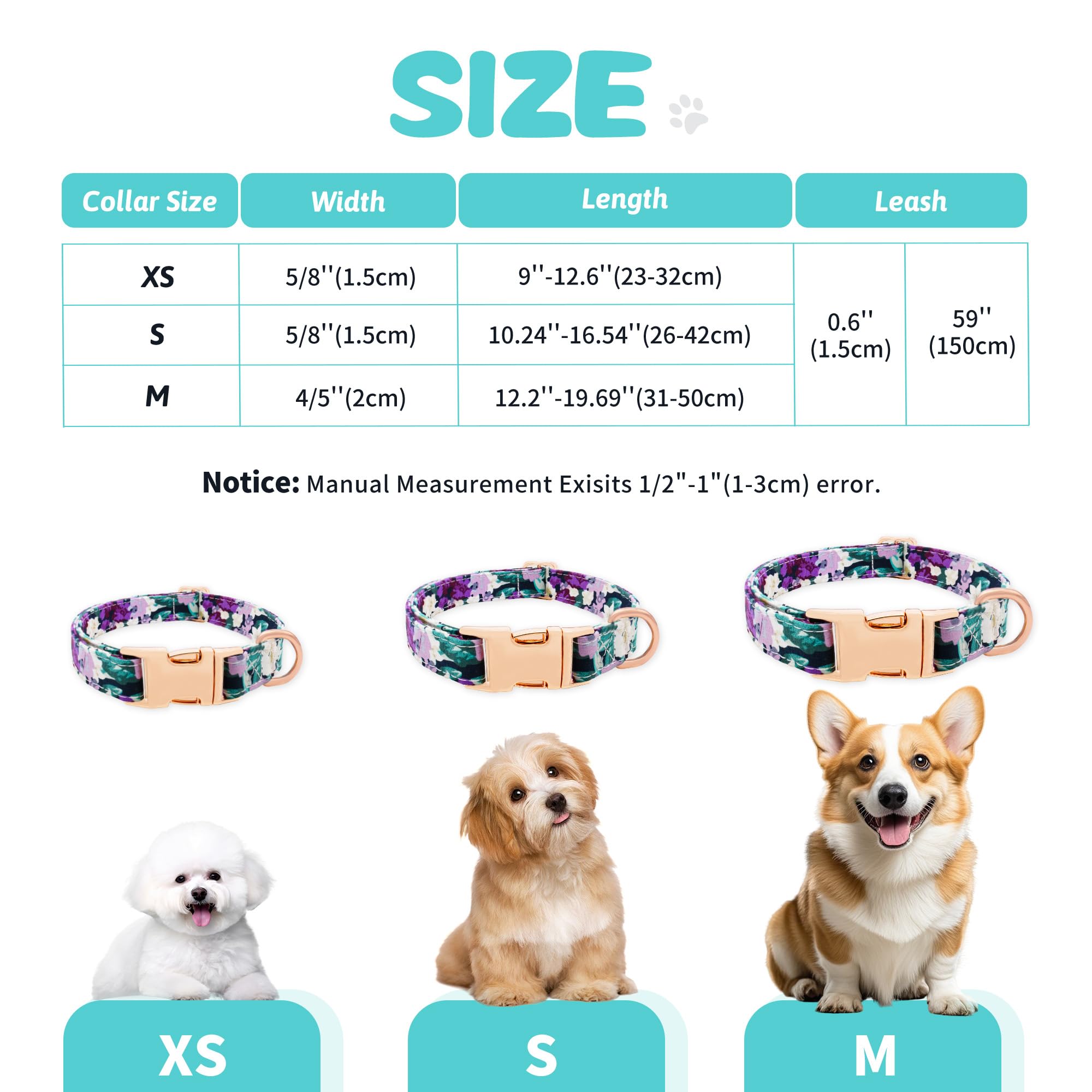 Dote on Dog Collar and Lead Set including Bow Tie, Girl Dog Collar with Detachable Flower with Strong Gold Buckle - Image 3