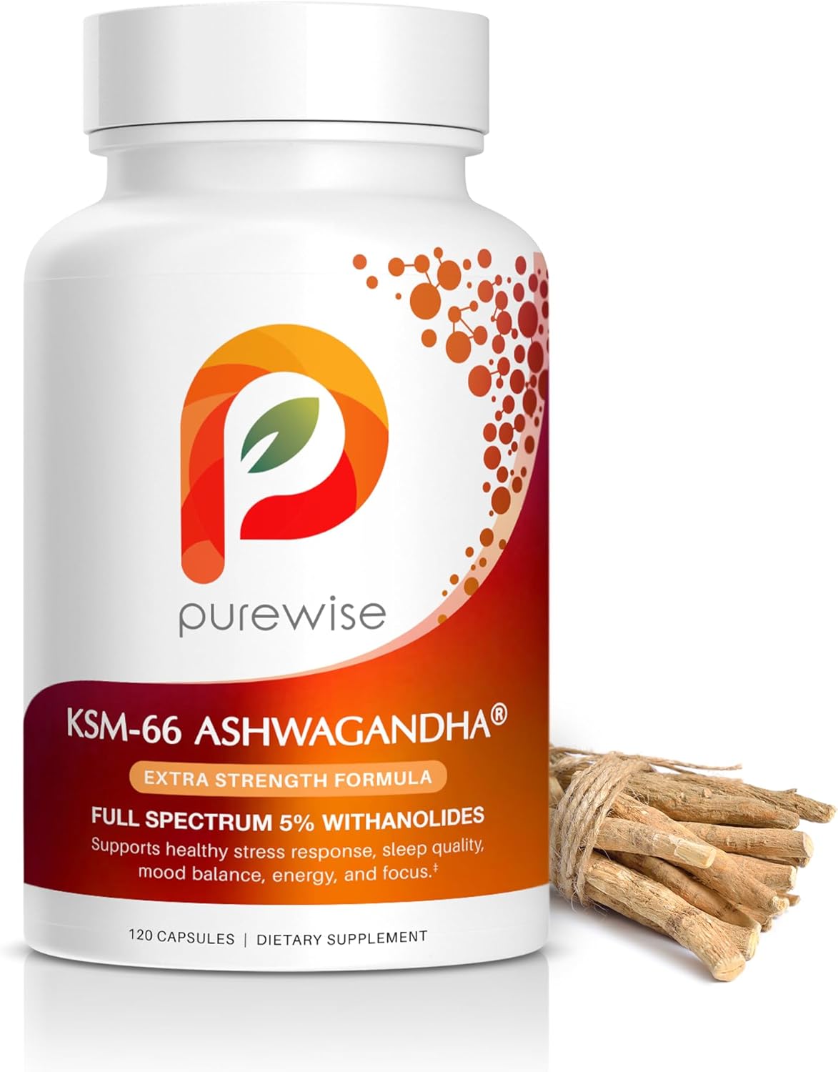 KSM-66 Ashwagandha 600mg Extra Strength Formula - Stress Relief Supplement for Sleep Support & Mood Support - Organic Full Spectrum 5% Withanolides - 120 Capsules