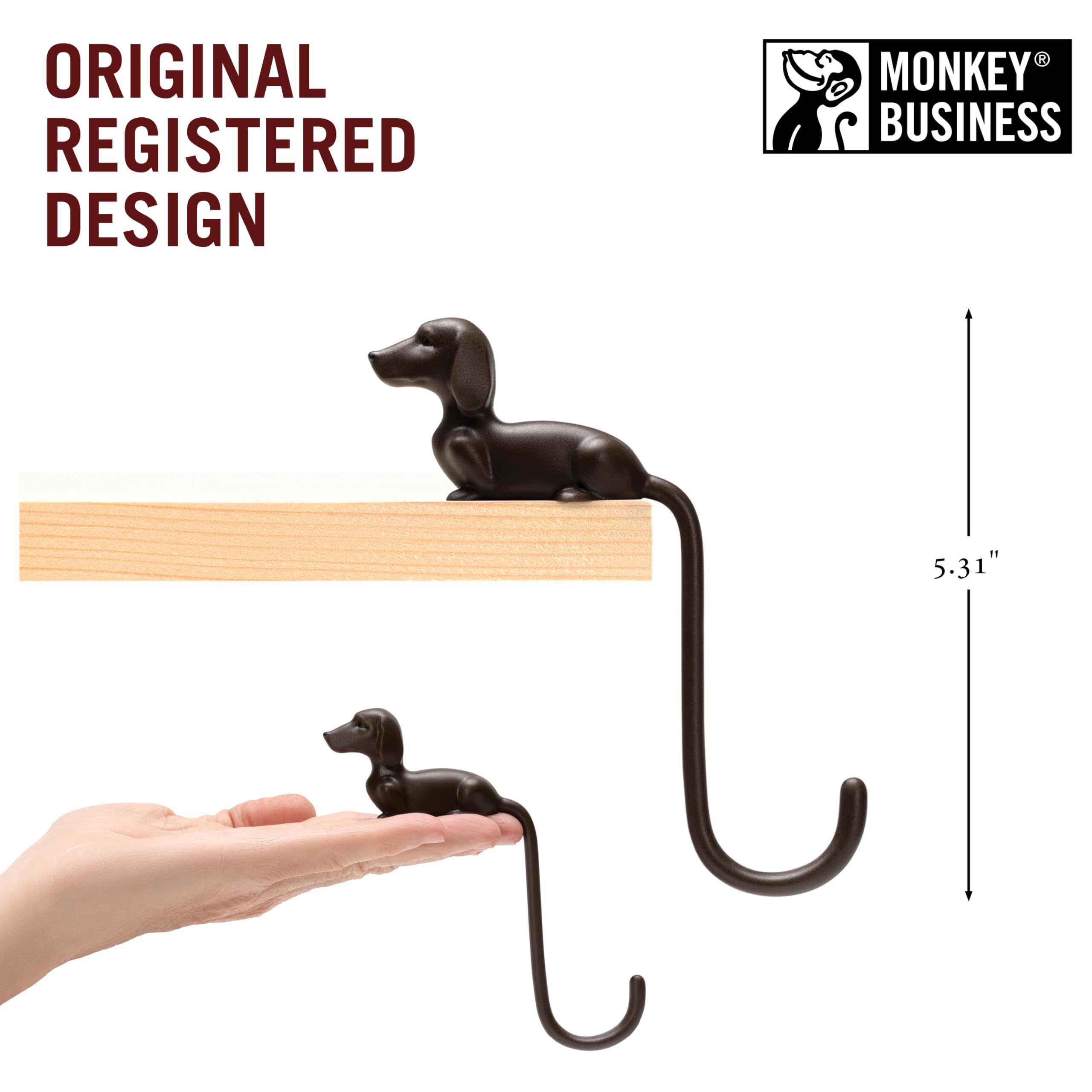 Monkey Business Rusty haczyk na monitor, uchwyt na słuchawki i organizer, dekoracyjny haczyk samoprzylepny na klucze, kabel, kapelusze i akcesoria komputerowe - brązowy