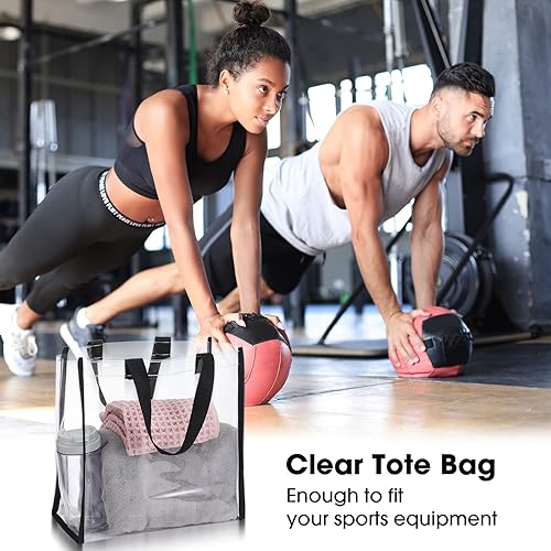 Vista 26 de 12 bolsas transparentes aprobadas para estadios a granel de 12 x 12 x 6 pulgadas, bolsa grande de plástico transparente con asas para deportes