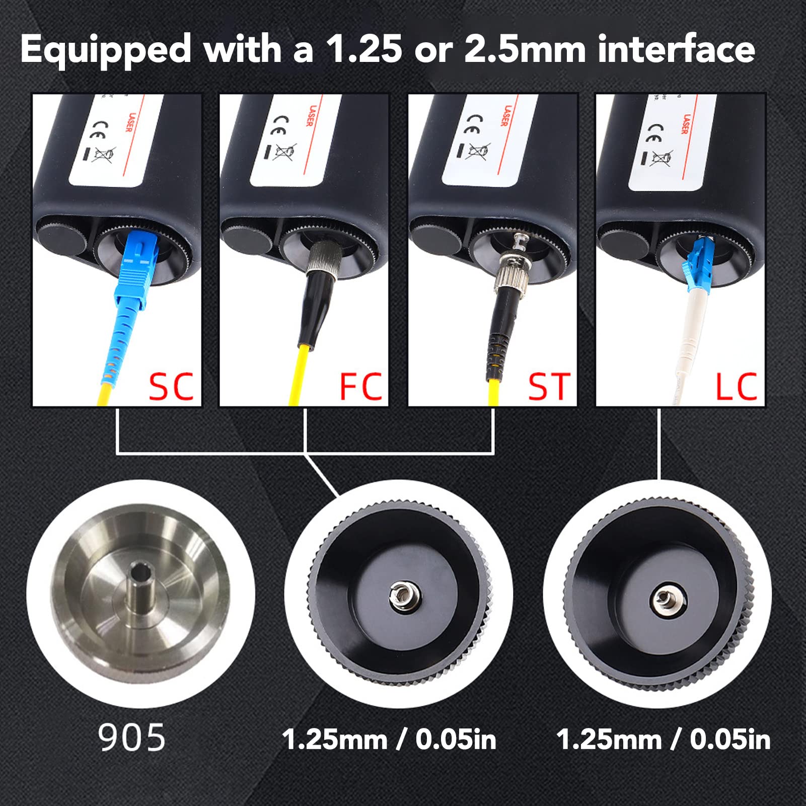 Glasfaser-Mikroskop, 200-fach-Handlupe Zur Inspektion von Glasfaserkabeln, 1,25-mm-2,5-mm-Adapter für FC-, SC-, ST-Typ für Bedieneringenieure