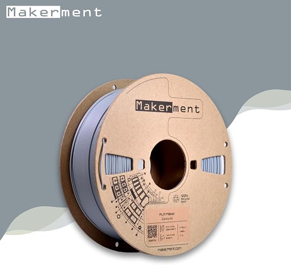 PLA Maker, 1.75mm 1kg 3D Yazıcı PLA Filament (Gümüş Gri)