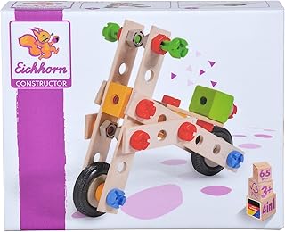Eichhorn - Constructor Scooter, Versatile Wooden Toy, 65 Pieces, 4 Different Models, 100% FSC Certified Beech Wood, Climate Neutral Production, from 3 Years