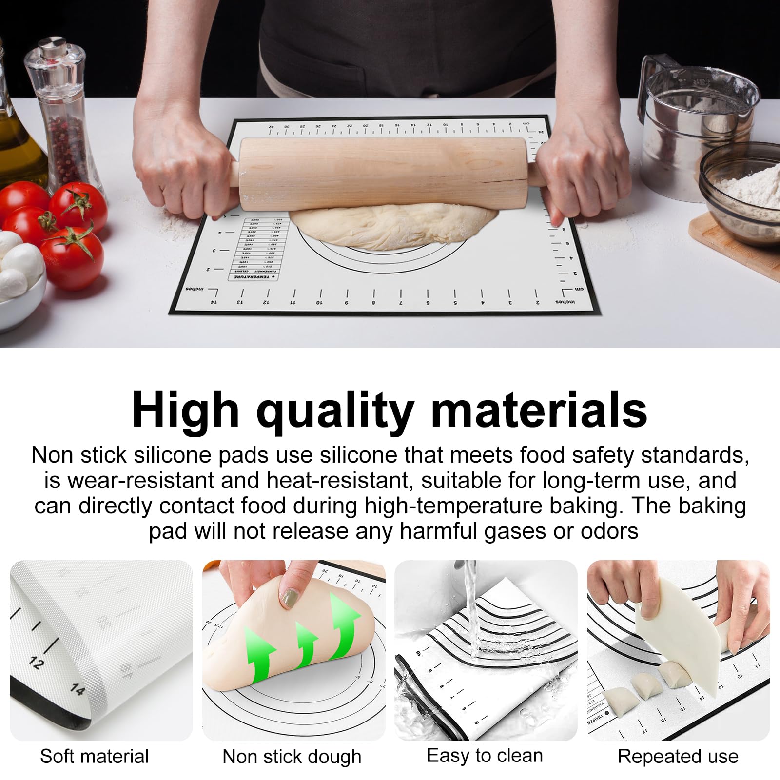 Fionda per pane in silicone, fionda per pane in silicone per forno olandese - Tappetino da forno resistente al calore con manico lungo per forno,Set di 2 da forno antiaderenti lavabili in