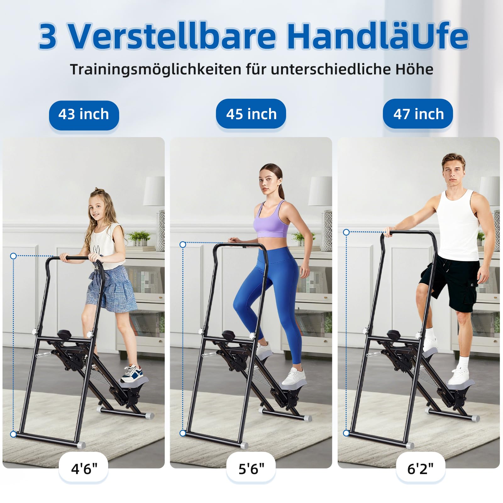 Stair Stepper für Zuhause, Stairmaster mit Einstellbarem 3 Stufen Widerstand für Ganzkörpertraining, Vertical Climber Zusammenklappbarer mit Adjustable Lenker und Pedale
