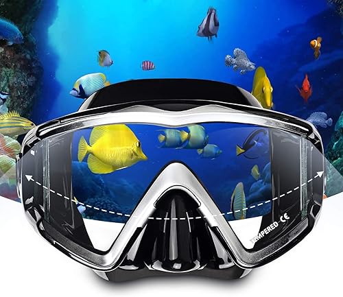 Miniatura 10 de Pano - Máscara de buceo para adultos de 3 ventanas, máscara de esnórquel de vidrio templado, máscara de natación antivaho sin fugas, gafas de