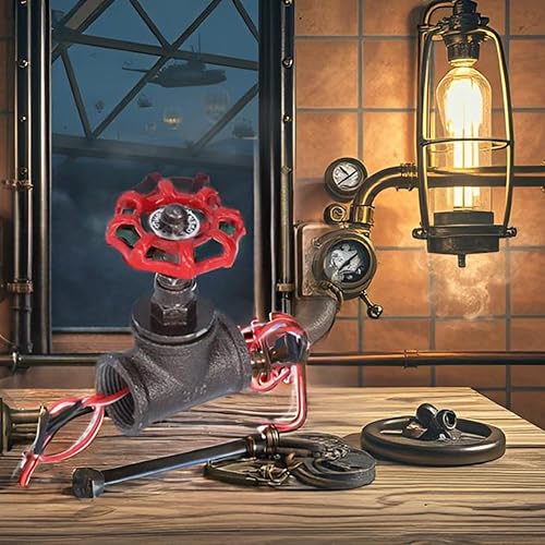 Miniatura 2 de Interruptor de luz retro Steampunk de 34 pulgadas para lámpara de tubo de agua, lámpara de mesa vintage