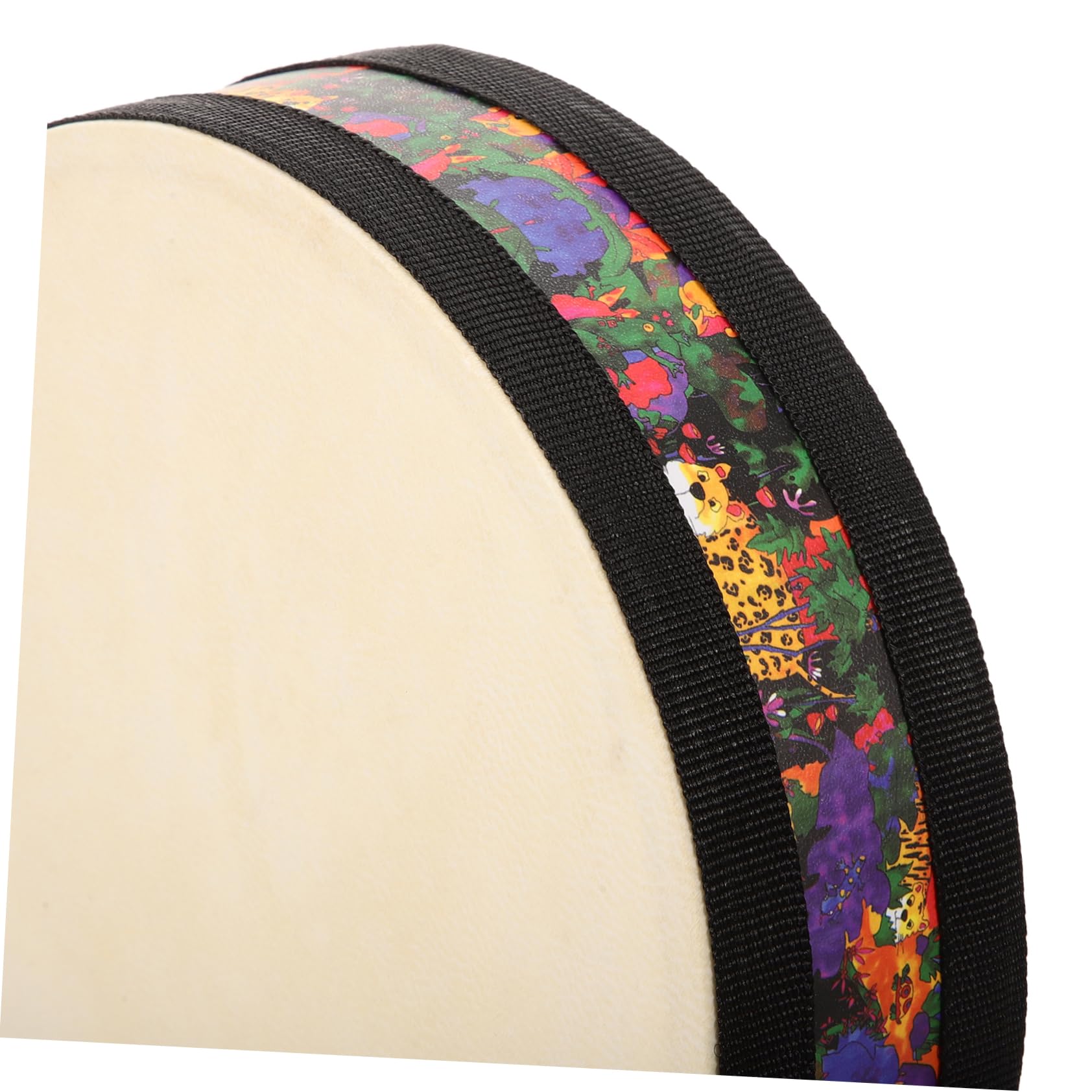 Tambour pour Débutants et Professionnels Rond à Percussion en Peau D'agneau et Bois Foncé Instrument de Musique Calme en Nouvel An pour Contemplation et Yoga