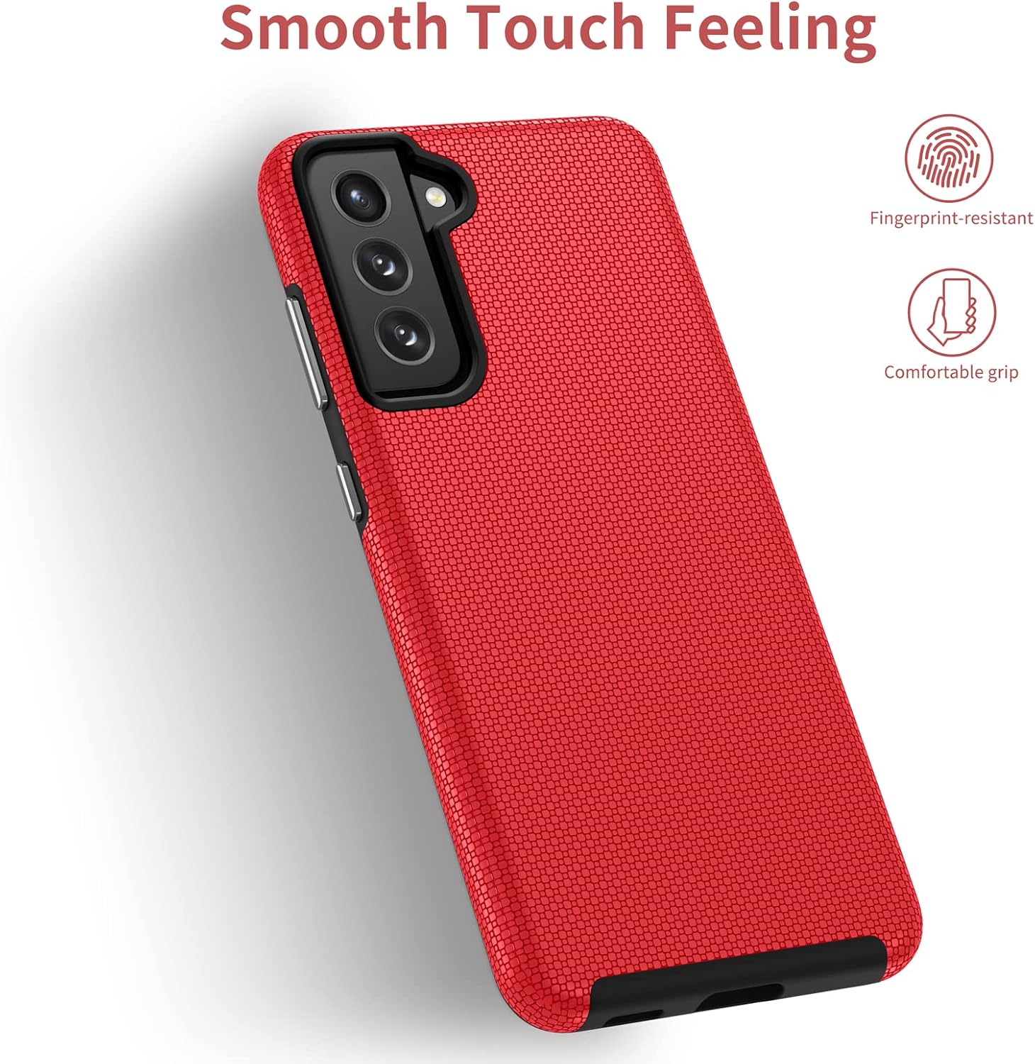 NALLOT Samsung Galaxy S21 FE Case, Shockproof Protective Dual-Layer Slim Lightweight Case for Galaxy S21 FE (2022 Release) 5G 6.4 Inch-Red