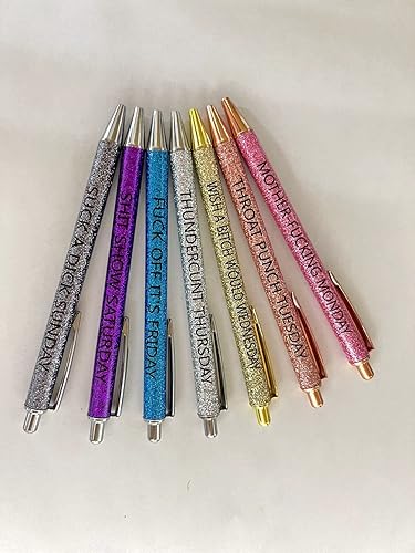 Miniatura 4 de Marsrut Juego de 7 bolígrafos divertidos juego de bolígrafos diarios con palabras Swear Word bolígrafos de palabras sucias para cada día de la