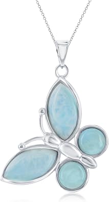 Natural Larimar Necklace in Silver - Starfish Seahorse Anchor - Natural Larimar Jewelry - Beautiful Blue Larimar Stones - Larimar Gemstone Necklaces for Women