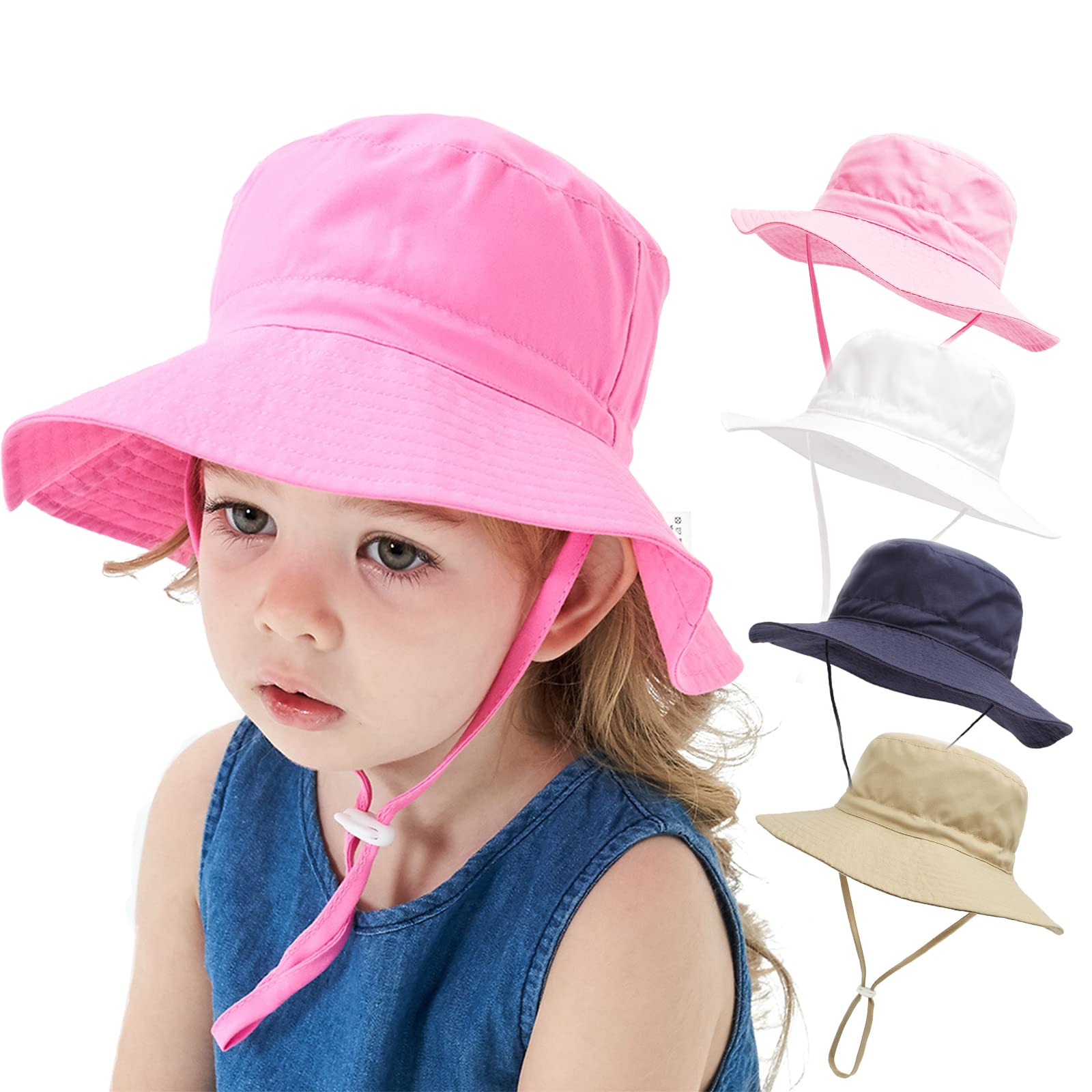 YANWANG Bebé Niños Ajustable Bucket Sun Hat, UPF 50+ Protección Solar Gorra de Playa para Niños Pequeños Niñas