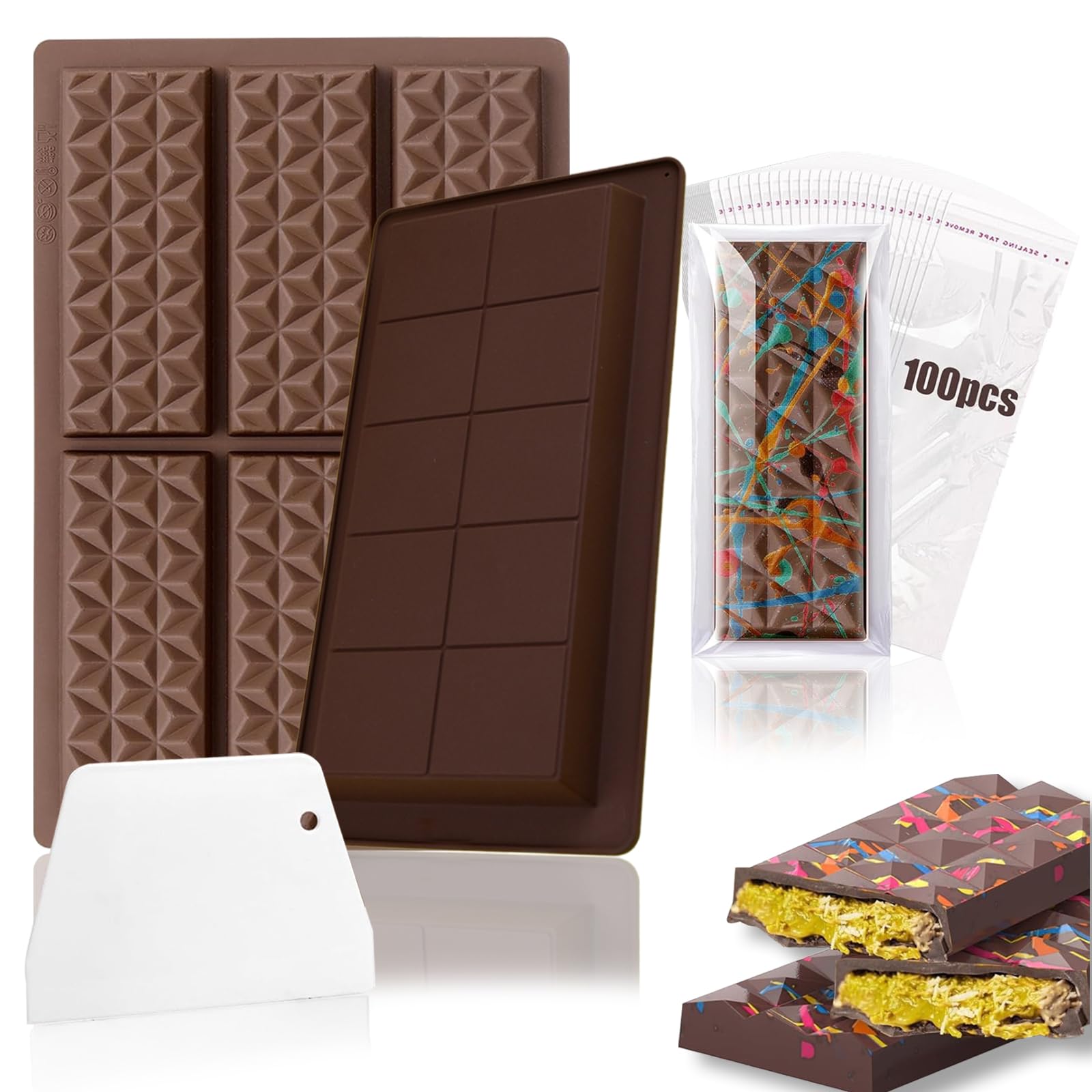 Lot De 2 Moules à Chocolat En Silicone Moules à Tablette De