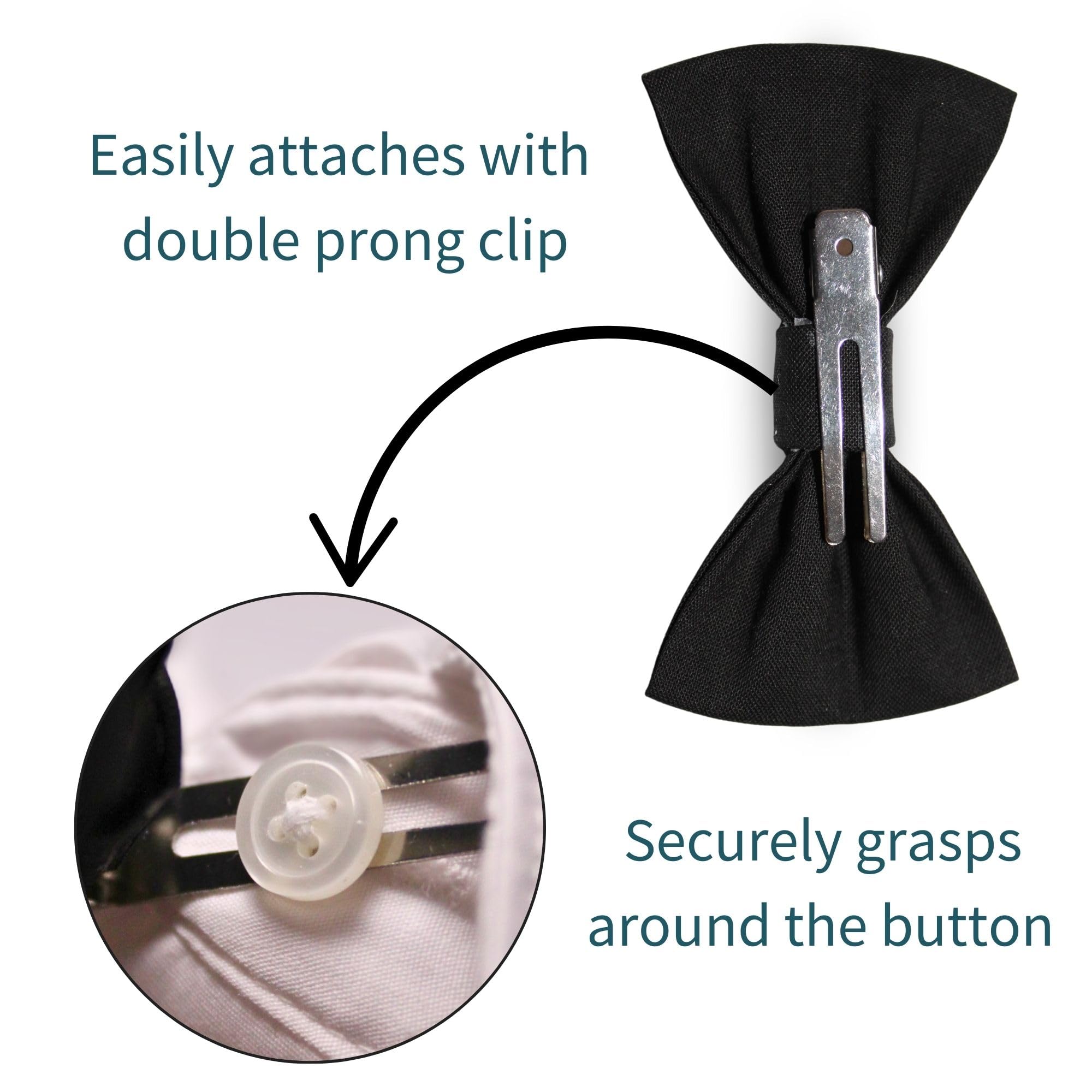 Handmade Pre-Tied Clip on Bow Tie for Baby to Young Boy (Small, Black)