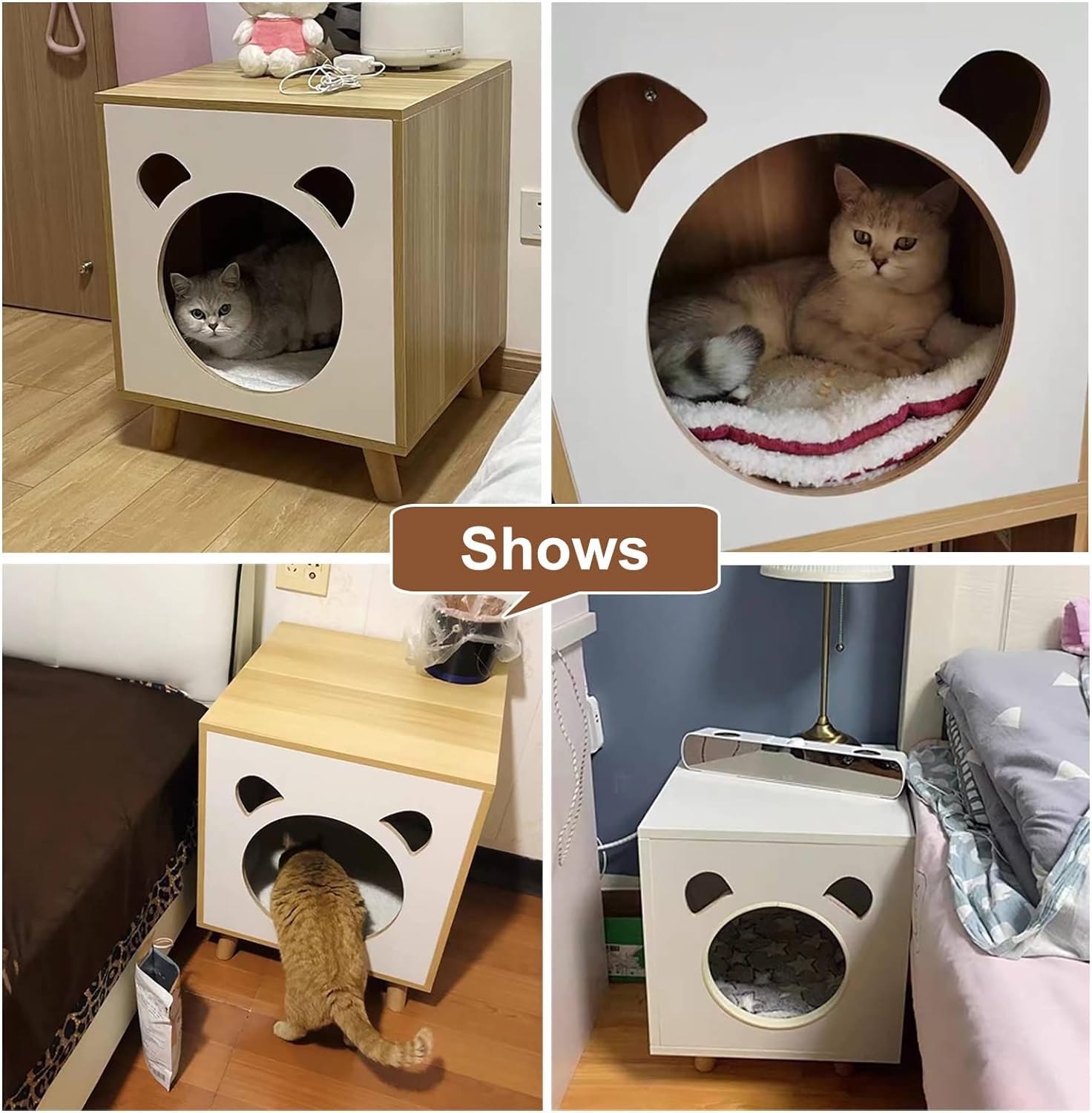 بيت قطط من تشاوفلايت، سرير قطط داخلي، طاولة بجانب السرير، بيت للحيوانات الاليفة، كهف مكعب قابل للطي، اثاث منزلي لمنزل القطط والجراء