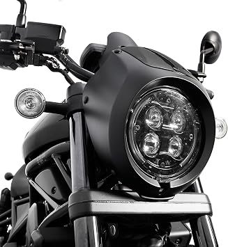 Motorcycle Front Headlight Fairing Cowl Cover Windshield Windscreen Wind Deflector Headlamp Mask Visor Guard Compatible with Rebel CMX1100 CM1100 CMX CM 1100 2021 2022 2023 2024 2025 Black | Matte Black Retro Look, Effective Wind Cut, Headlight All-Round Protection, Precise Fit, Bolt-on Install