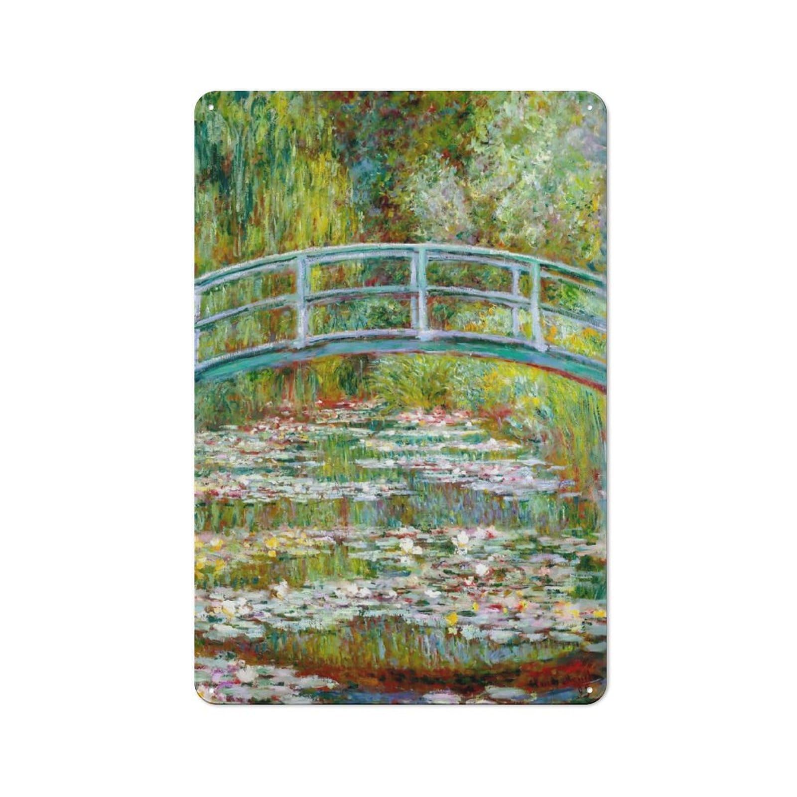 Junmoney Style-18 Pond Of Water Lilies Printed Metal Sign 30X20cm For Guest Room Or Hallway, For Kitchen, Dining Room And Home Bar Wall Decor